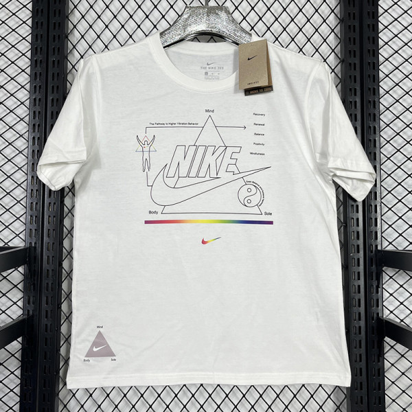 2025 T242 NK Triangle pattern White Pure Cotton  T-shirt