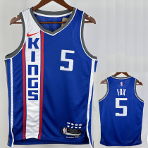 23/24 Kings FOX #5 Blue City Edition Top Quality Hot Pressing NBA Jersey