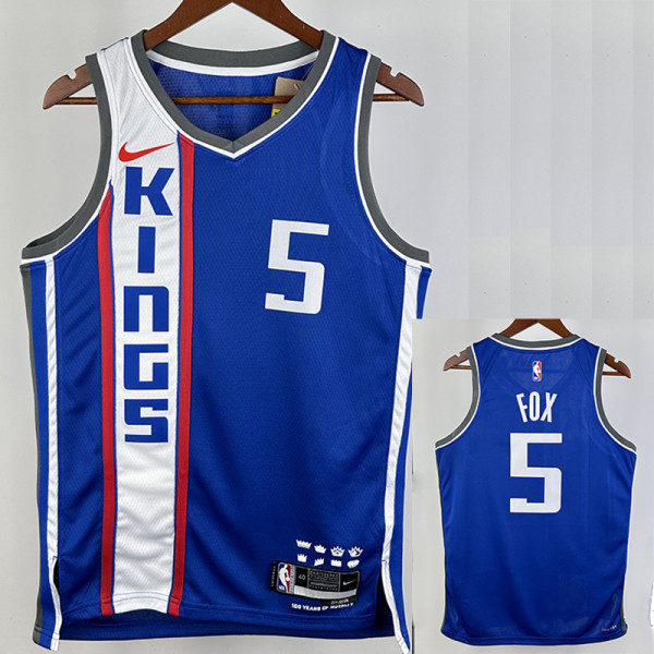 23/24 Kings FOX #5 Blue City Edition Top Quality Hot Pressing NBA Jersey