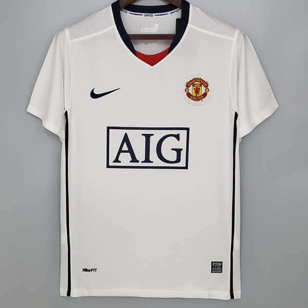 2008/2009 Man Utd Away White Retro Soccer Jersey