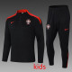 24/25  Portugal Black Kids  Half Pull Tracksuit  (童装)(半拉链)