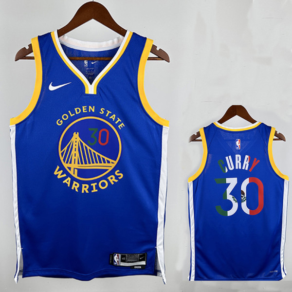 WARRIORS MEXICO #30 Blue Edition Top Quality Hot Pressing NBA Jersey (V领）