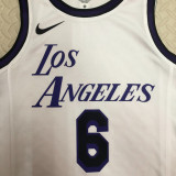 22/23 LAKERS JAMES #6 White City Edition Top Quality Hot Pressing NBA Jersey