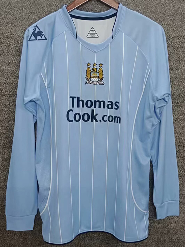 2007/2008 Man City Home Long Sleeve Retro Soccer Jersey