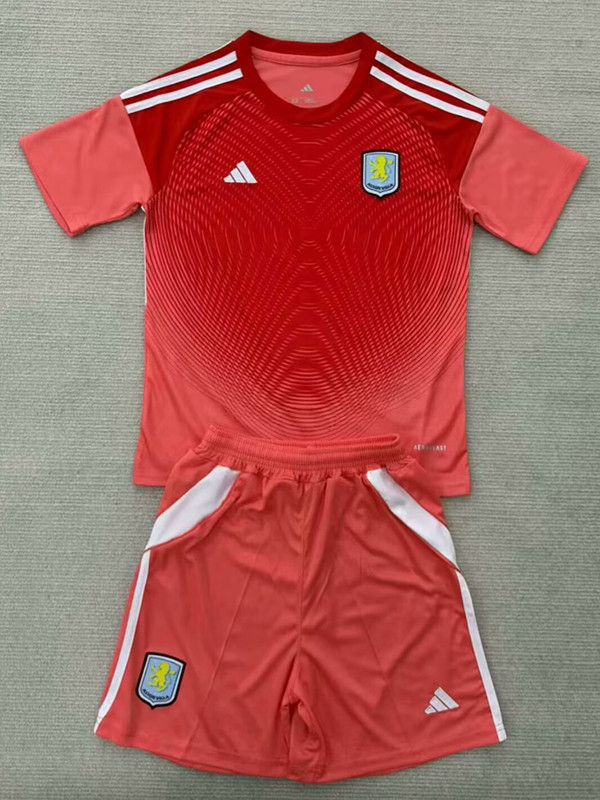 25/26  Aston Villa Goalkeeper Orange Kids  Soccer Jersey