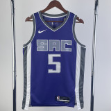 23/24 KINGS FOX #5 Purple Away Top Quality Hot Pressing NBA Jersey(V领）
