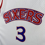 96/97 76ERS IVERSON  # 3 White Newcomer Top Quality Hot Pressing Retro NBA Jersey