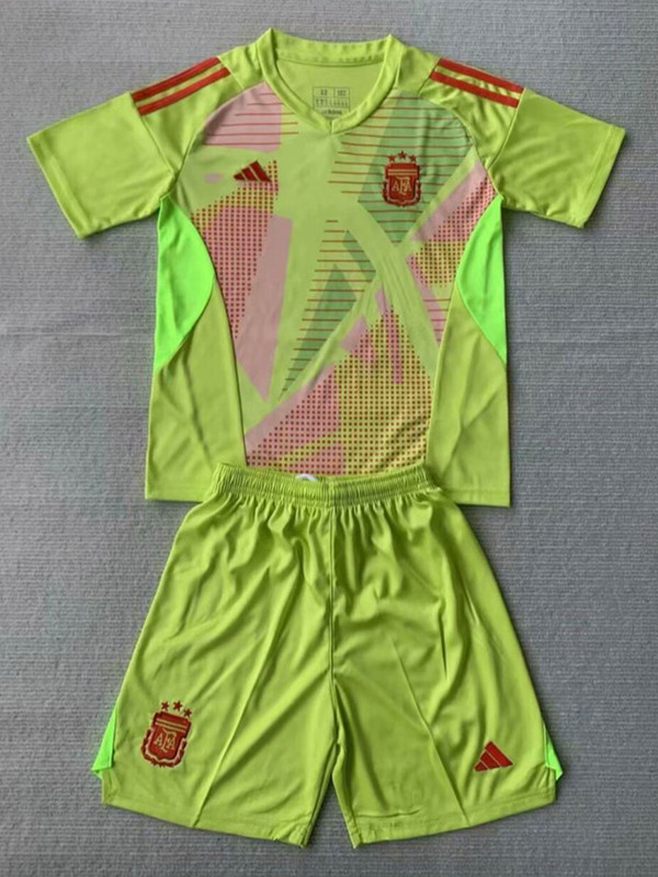 24/25  Argentina Green Goalkeeper Kids Soccer Jersey