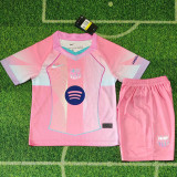 25 /26 BAR Pink Red Special Edition  Kids Soccer Jersey(蓝色胸花)