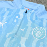 24/25 Man City Light Blue Printing Half Pull Tracksuit  (半拉链)