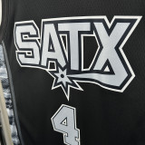 22/23 Sa Spurs FOX #4  Black Flying Man Top Quality Hot Pressing NBA Jersey