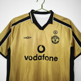 2001/2002 Man Utd 100th Centenary Gold Black Retro Soccer Jersey