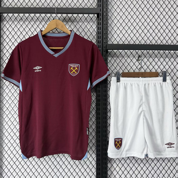 25/26  West Ham Home  Kids  Soccer Jersey