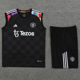 24/25 Man Utd Black Tank top and shorts suit