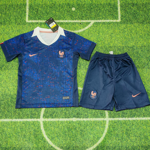 25/26  France  Home Kids Soccer Jersey
