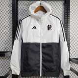 24/25 Flamengo White & Black  Hooded Windbreaker