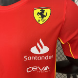 2024 F1 Formula One Ferrari #55 Red Racing Suit (圆领、55号、左肩带DX广告)