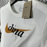 2025 T248 China White  Pure Cotton  Blue T-shirt