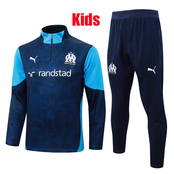 25/26 Marseille Royal Blue Kids Half Pull Tracksuit#B25127  (半拉链)