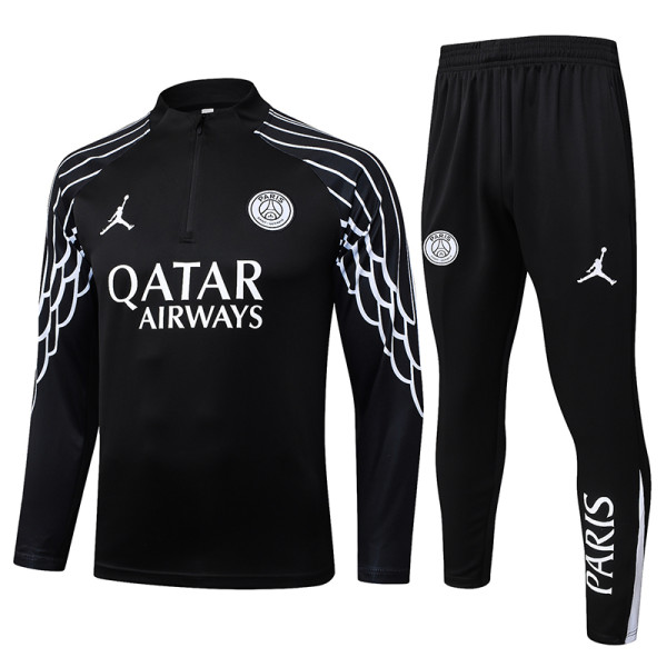 25/26 PSG Jordan Black Inkjet Half Pull Tracksuit #B2573 (半拉链)