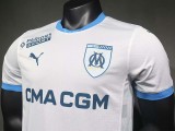 24/25 Marseille Home  Player Version Soccer Jersey(Print all Sponsor)前后广告