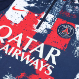 24/25 PSG Sapphire Blue Inkjet  Kids Half Pull Tracksuit  (童装、半拉链)