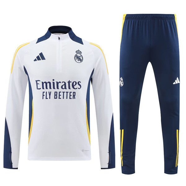 24/25 RMA White Player Version Half Pull Tracksuit  (球员版白、半拉链)