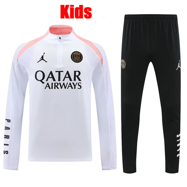 24/25  PSG White  Half Pull  Kids tracksuit (半拉链、童装)