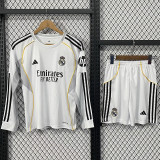 25/26 RMA Home Kids Long Sleeve Soccer Jersey
