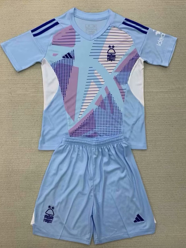 24/25 Nottingham Forest Lake Blue Goalkeeper Kids Soccer Jersey
