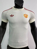 2025  Man Utd White Yellow 1:1 Pure Cotton T-shirt(纯棉)