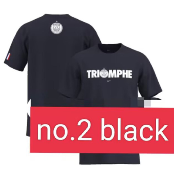 2025 PSG Black  Champions League pure cotton T-shirt#NO.2(纯棉 、黑）