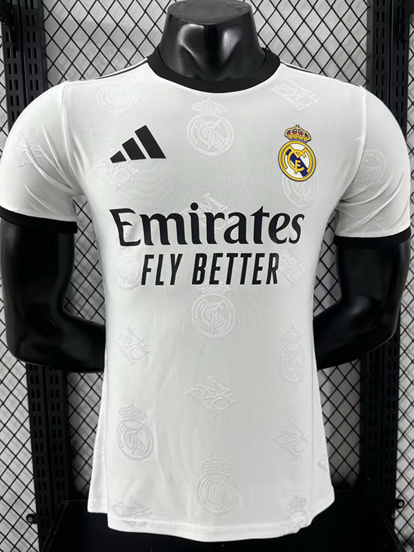 25/26 RMA  Team Logo Special Edition White Player Version Soccer Jersey(圆领）