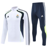 25/26  RMA White# Navy blue pants Half Pull Tracksuit (半拉链)