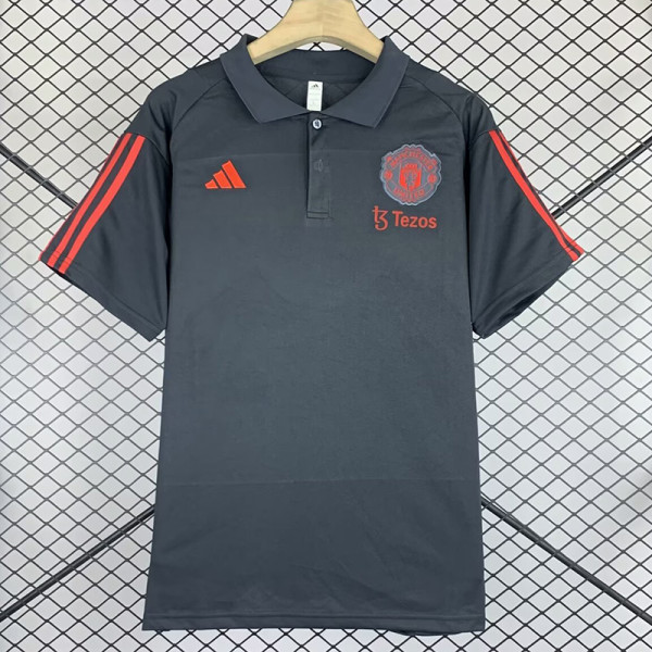 24/25  Man Utd Grey Black Polo Shirt