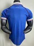 1998 France Home Player Version Retro Soccer Jersey(右胸带小字)
