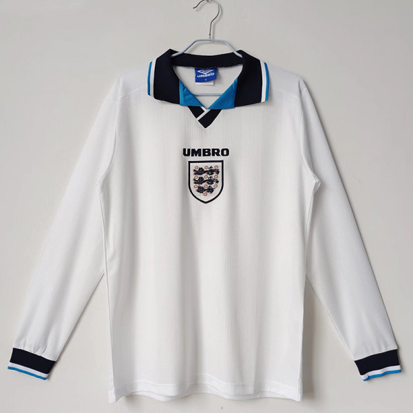1996  England Home Long Sleeve Retro Soccer Jersey(长袖）
