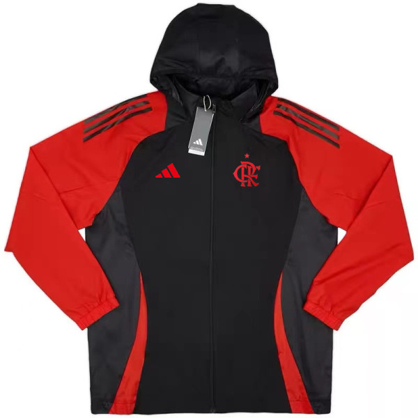 24/25 Flamengo Red & Black Hooded Windbreaker