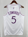 Timberwolves EDWARDS #5 White and Pink Edition Top Quality Hot Pressing NBA Jersey