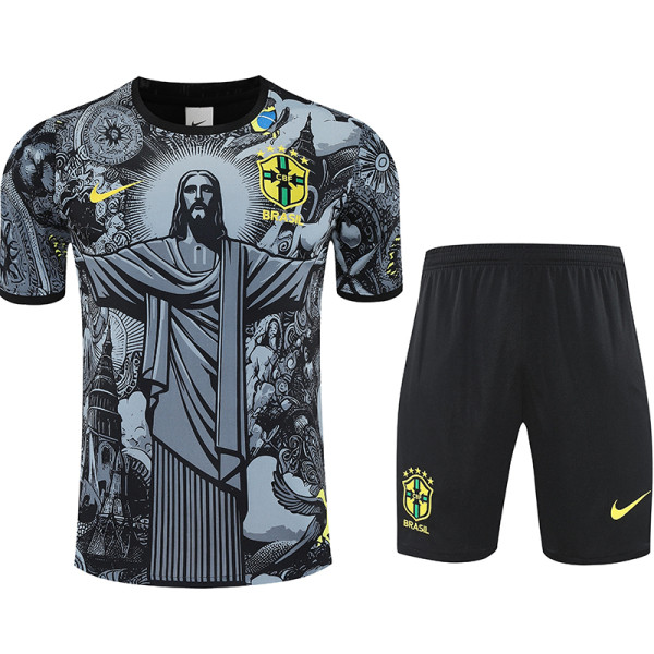 25/26 Brazil Jesus Statue Grey Training Short Suit