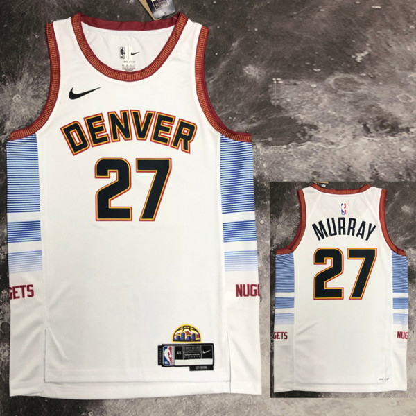 22/23 Nuggets MURRAY #27 White City Edition Top Quality Hot Pressing NBA Jersey