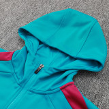 24/25 PSG Lake Blue Hooded  Half Pull Tracksuit(Add Fluff)  (半拉链、加绒F599)