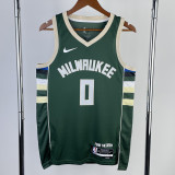 22/23 BUCKS LILLARD #0 Away Green Top Quality Hot Pressing NBA Jersey(V领)