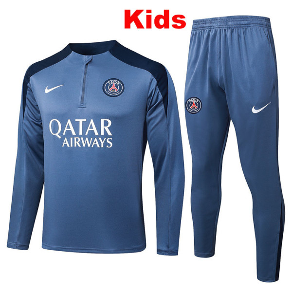 25/26 PSG Grey Kids Half Pull Tracksuit#E25175 (童装半拉链)