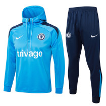 24/25 Man City SKY Blue Hooded  Half Pull Tracksuit(Add Fluff)  (半拉链、加绒F606)