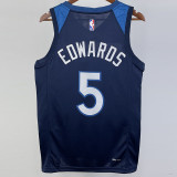 22/23 Timberwolves EDWAROS #5 Blue Top Quality Hot Pressing NBA Jersey