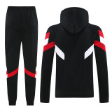 24/25 Man Utd Black Retro Edition Hooded  Tracksuit(袖红白相间）