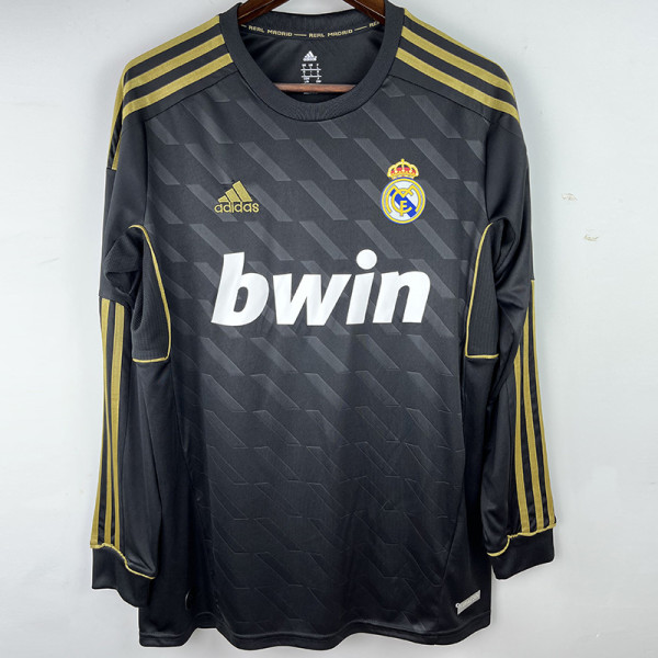 2011/2012 RMA Away Black Long Sleeve Retro Soccer Jersey (长袖) (钢印)