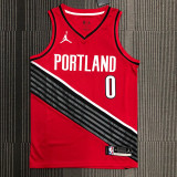 Trail Blazers LILLARD #0 Red Trapeze Edition Top Quality Hot Pressing NBA Jersey