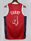 2024 Olympic Game USA CURRY # 4 Red Basketball Jersey